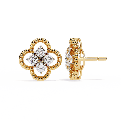 Four Stone Clover Diamond Earrings