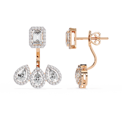 Castle Chandelier Emerald Pear Solitaire Earrings