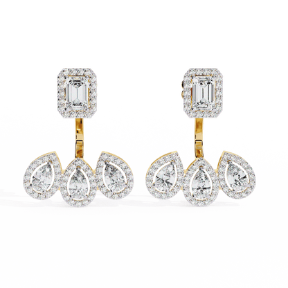 Castle Chandelier Emerald Pear Solitaire Earrings
