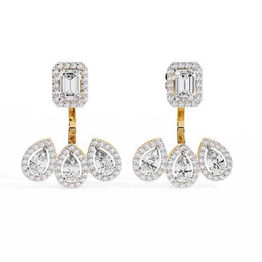 Castle Chandelier Emerald Pear Solitaire Earrings