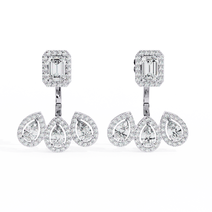Castle Chandelier Emerald Pear Solitaire Earrings