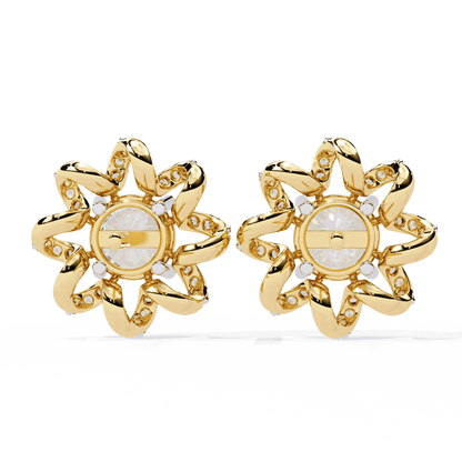 Spiral Flower Solitaire Earrings