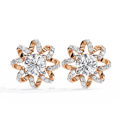 Spiral Flower Solitaire Earrings