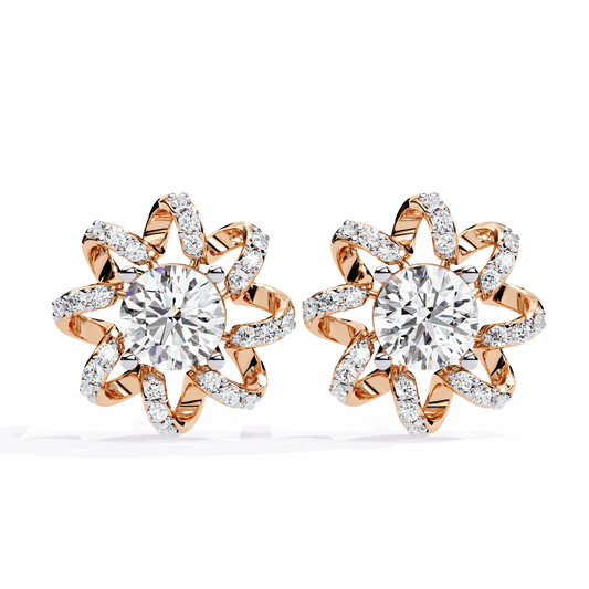 Spiral Flower Solitaire Earrings