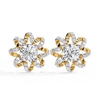 Spiral Flower Solitaire Earrings