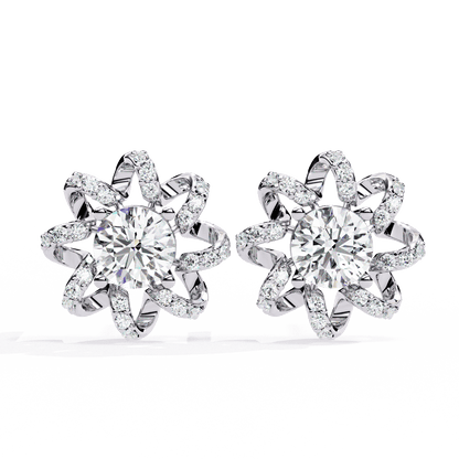 Spiral Flower Solitaire Earrings