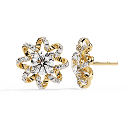 Spiral Flower Solitaire Earrings