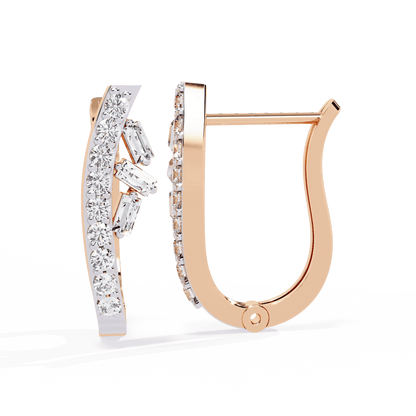 Custom Baguette and Round Hoop Earrings