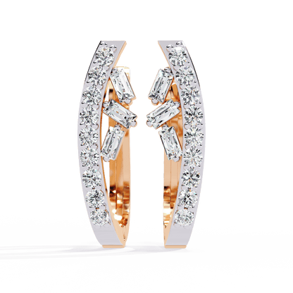 Custom Baguette and Round Hoop Earrings