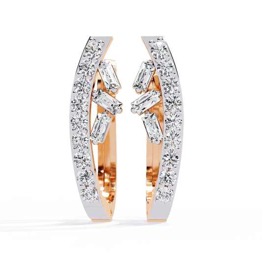 Custom Baguette and Round Hoop Earrings
