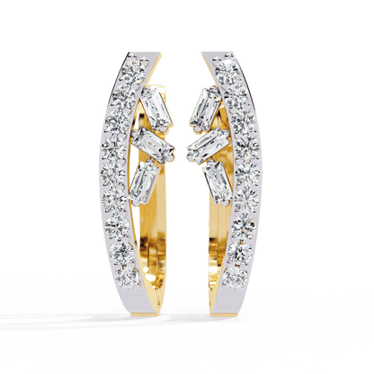 Custom Baguette and Round Hoop Earrings