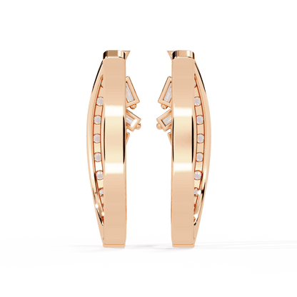 Custom Baguette and Round Hoop Earrings