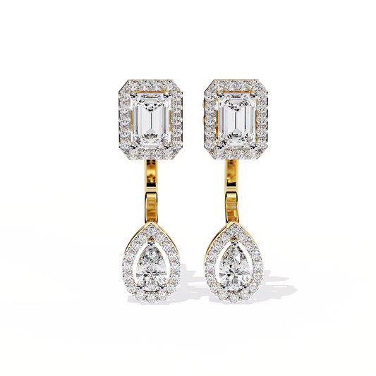 Emerald and Pear Designer Dangler Earrings