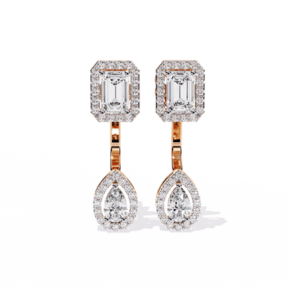 Emerald and Pear Designer Dangler Earrings