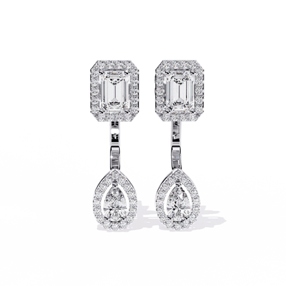 Emerald and Pear Designer Dangler Earrings