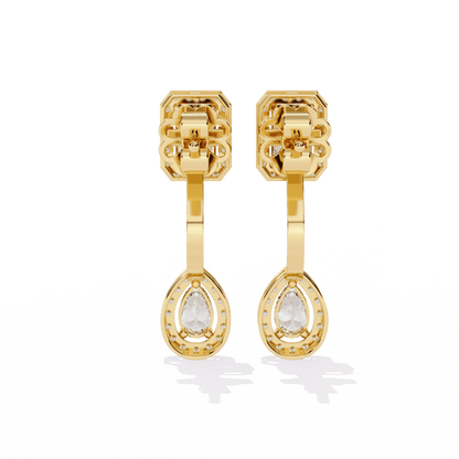 Emerald and Pear Designer Dangler Earrings