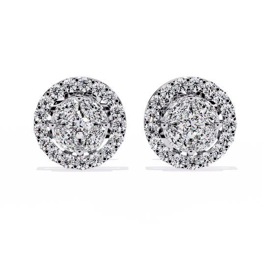 Marquise Round Mix Diamond Earrings