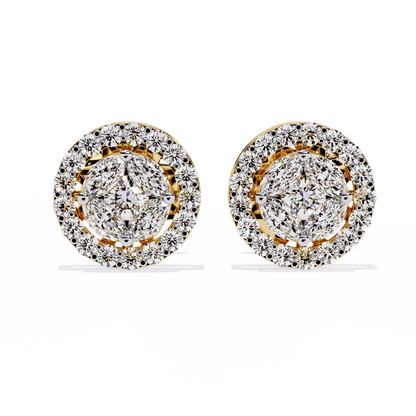 Marquise Round Mix Diamond Earrings