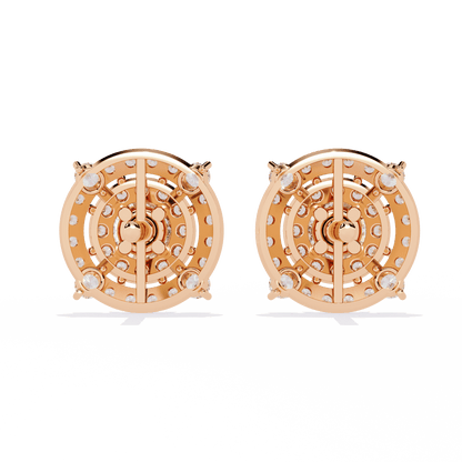 0.5 Carat Center Round Halo Diamond Earrings