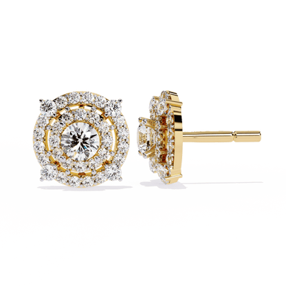 0.5 Carat Center Round Halo Diamond Earrings