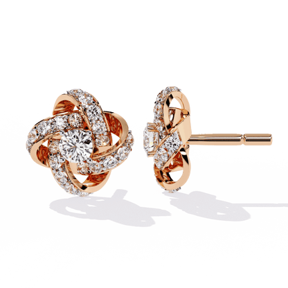Braided Bun Round Diamond Earrings