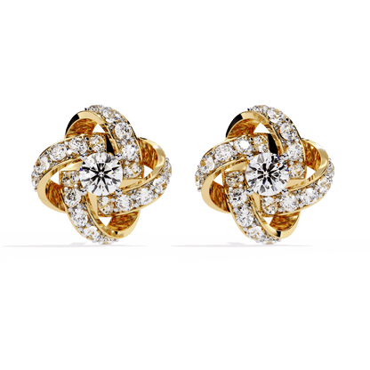 Braided Bun Round Diamond Earrings