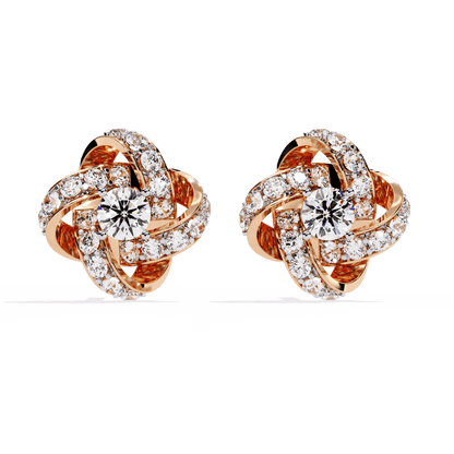 Braided Bun Round Diamond Earrings