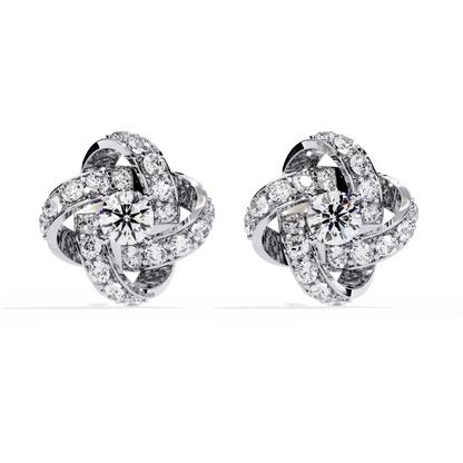Braided Bun Round Diamond Earrings