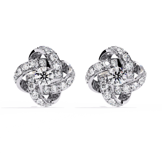 Braided Bun Round Diamond Earrings
