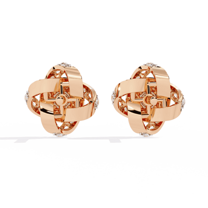 Braided Bun Round Diamond Earrings