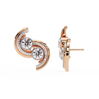 Designer Party Styled Round Solitaire Earrings