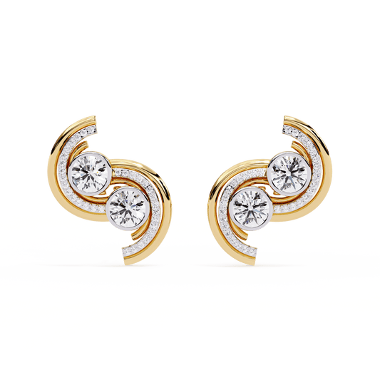 Designer Party Styled Round Solitaire Earrings