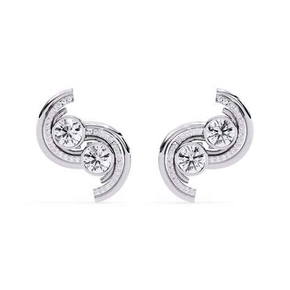 Designer Party Styled Round Solitaire Earrings