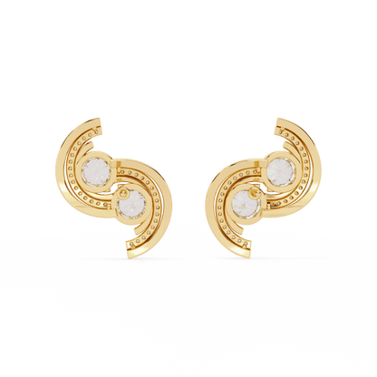 Designer Party Styled Round Solitaire Earrings