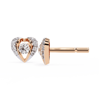 Love Hearts Round Diamond Earrings