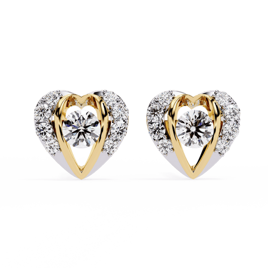 Love Hearts Round Diamond Earrings