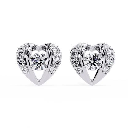 Love Hearts Round Diamond Earrings