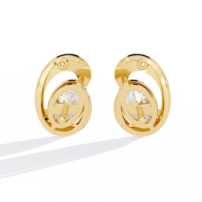Oval Hugg Solitaire Studs