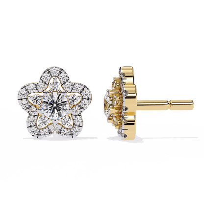 Floral Round Diamond Earrings