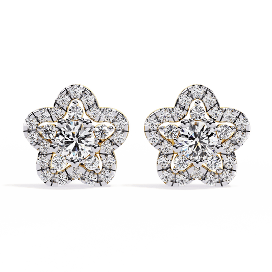 Floral Round Diamond Earrings