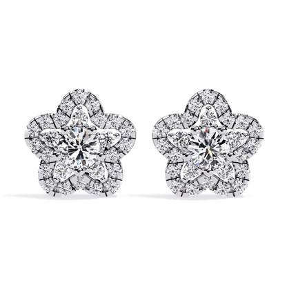 Floral Round Diamond Earrings