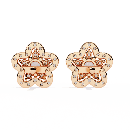 Floral Round Diamond Earrings