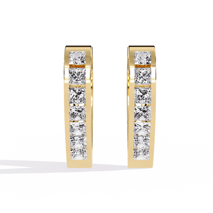 Heart Shaped Princess Cut Diamond Hoop Earrings