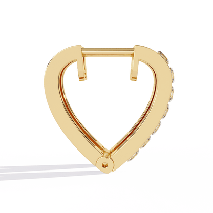 Heart Shaped Princess Cut Diamond Hoop Earrings