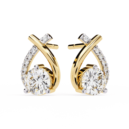 Tear Drop Shaped Round Solitaire Earrings