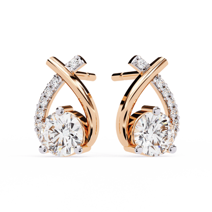 Tear Drop Shaped Round Solitaire Earrings