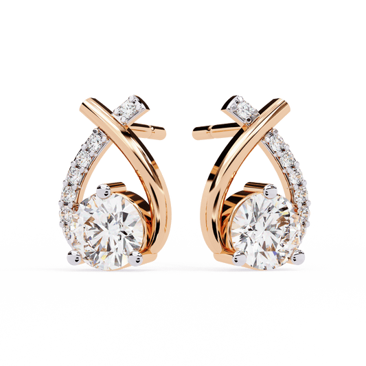 Tear Drop Shaped Round Solitaire Earrings