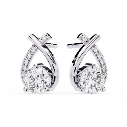 Tear Drop Shaped Round Solitaire Earrings