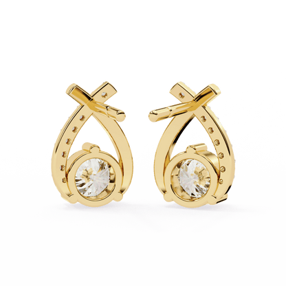 Tear Drop Shaped Round Solitaire Earrings