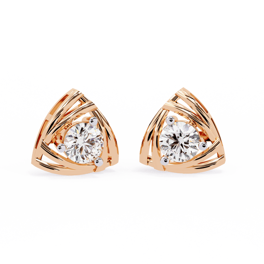Triangular Shaped Gold and Solitaire Studs